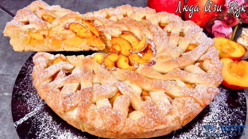 Красивый ПЕСОЧНЫЙ ПИРОГ с персиками 